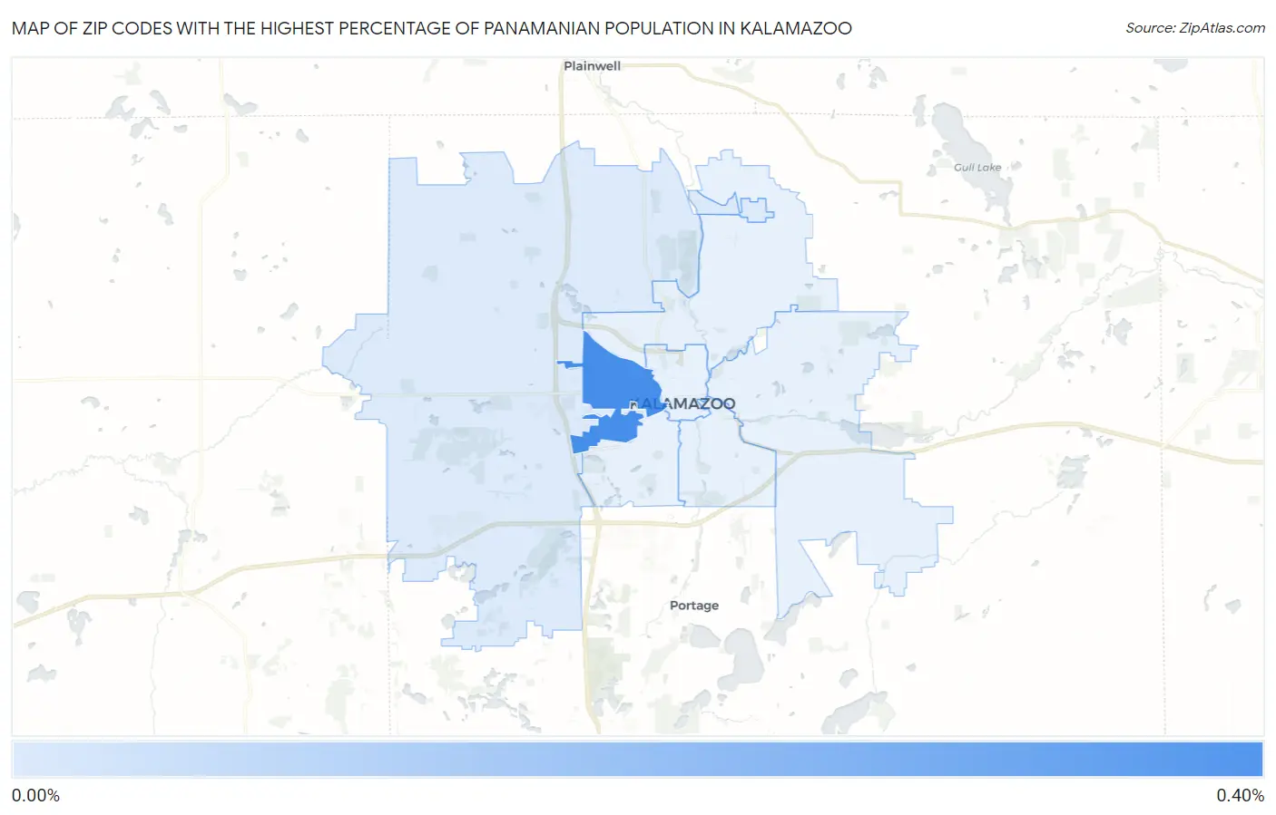 Zip Codes with the Highest Percentage of Panamanian Population in Kalamazoo Map