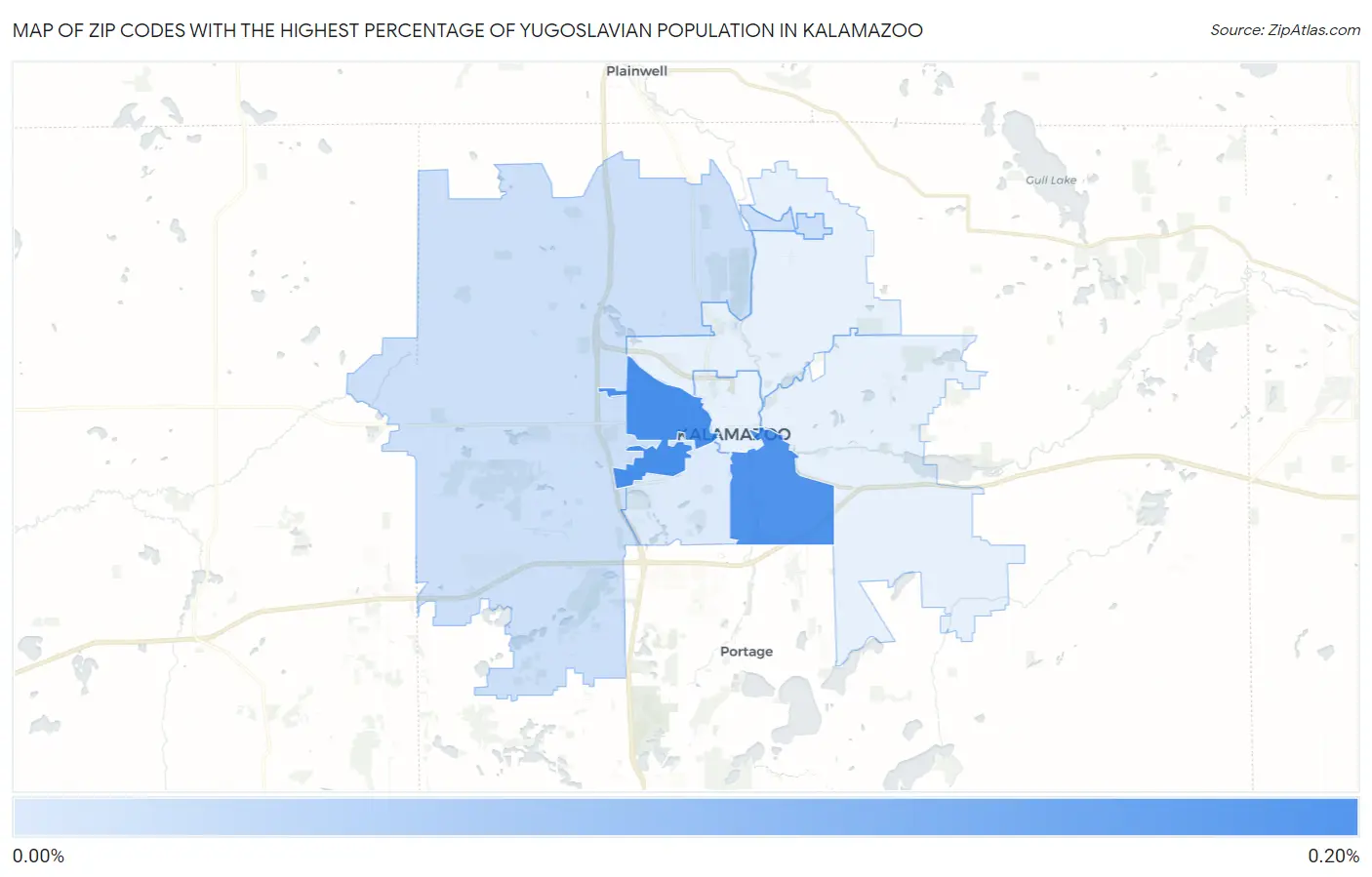 Zip Codes with the Highest Percentage of Yugoslavian Population in Kalamazoo Map