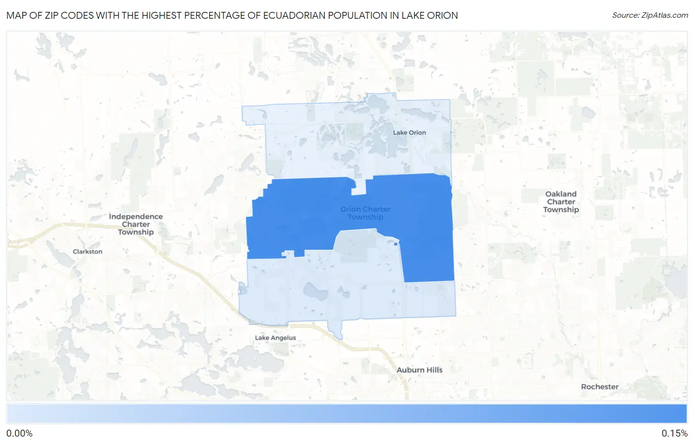 Zip Codes with the Highest Percentage of Ecuadorian Population in Lake Orion Map
