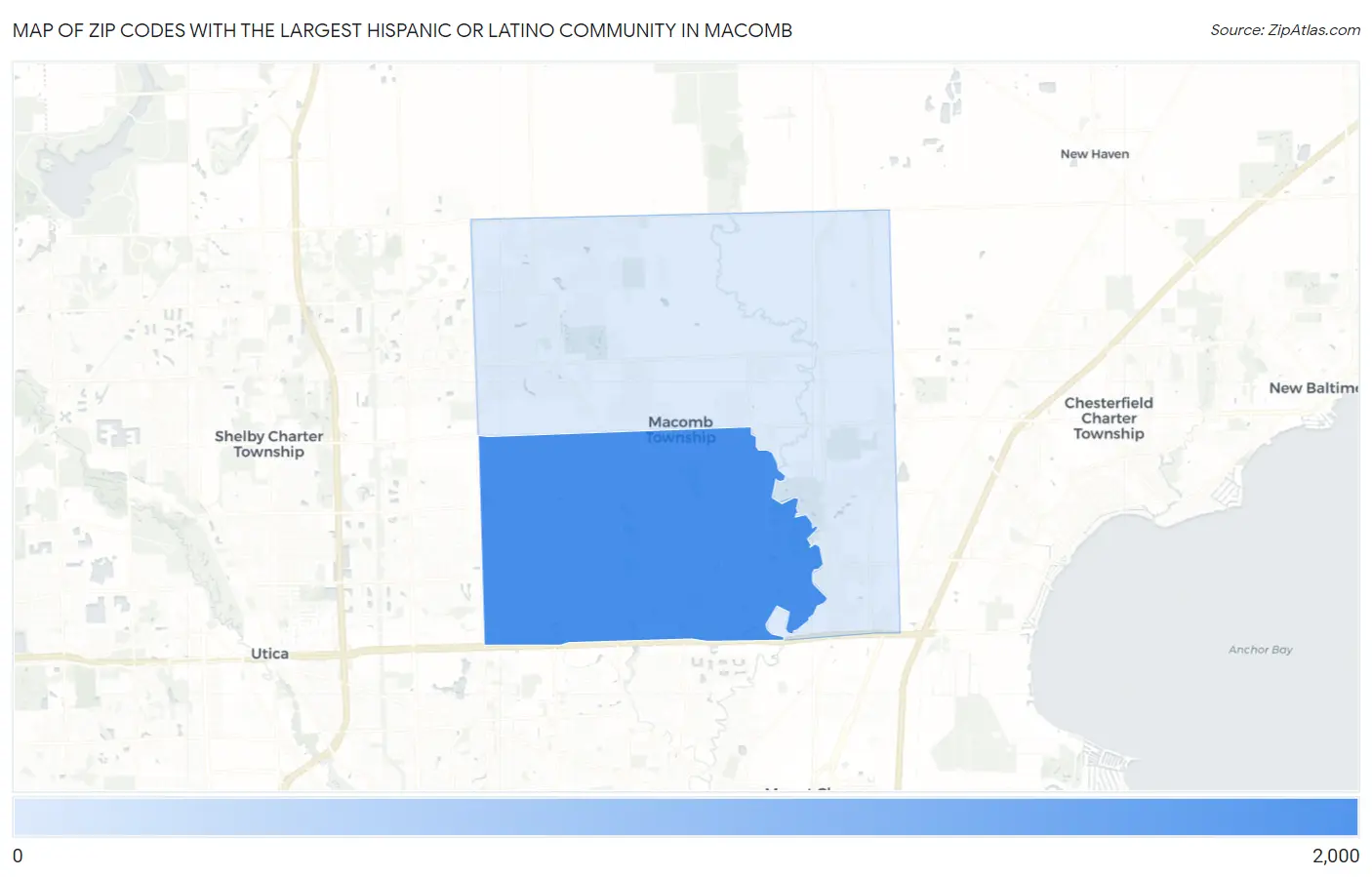 Zip Codes with the Largest Hispanic or Latino Community in Macomb Map