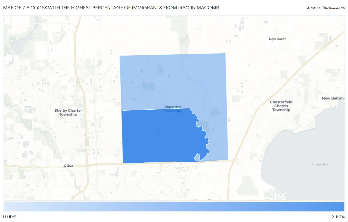 Zip Codes with the Highest Percentage of Immigrants from Iraq in Macomb Map