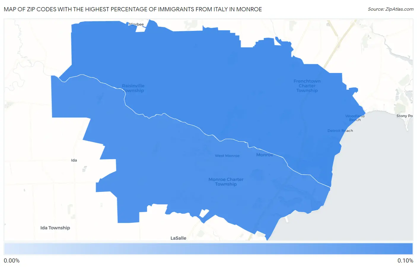 Zip Codes with the Highest Percentage of Immigrants from Italy in Monroe Map
