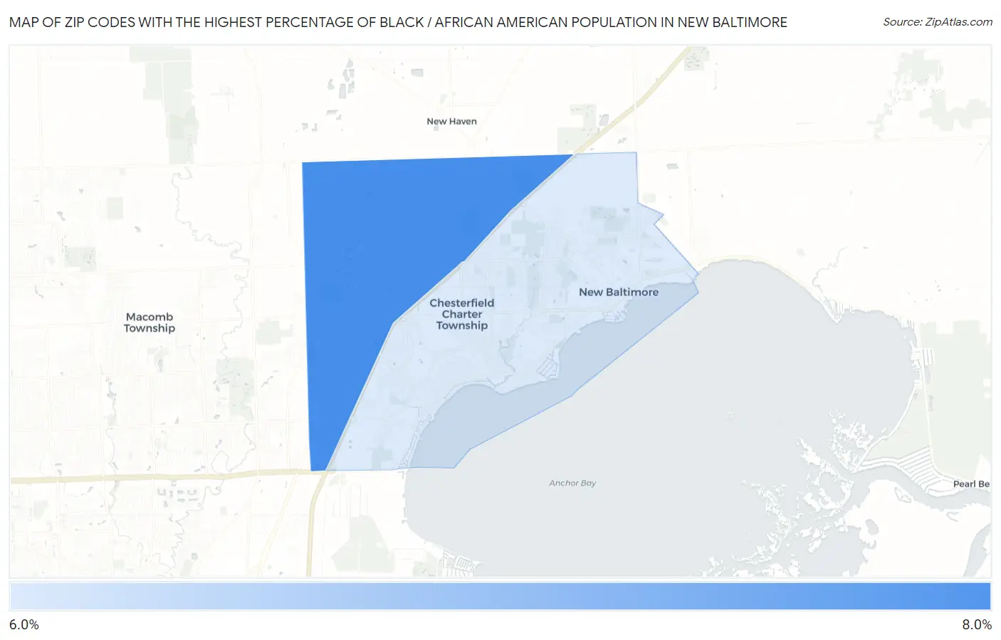 Zip Codes with the Highest Percentage of Black / African American Population in New Baltimore Map