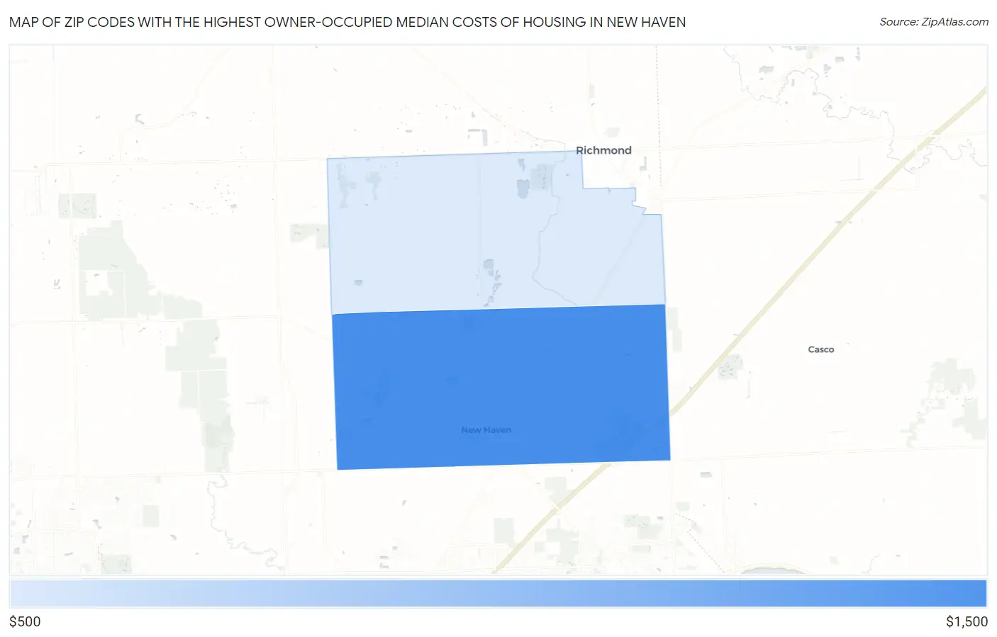 Zip Codes with the Highest Owner-Occupied Median Costs of Housing in New Haven Map