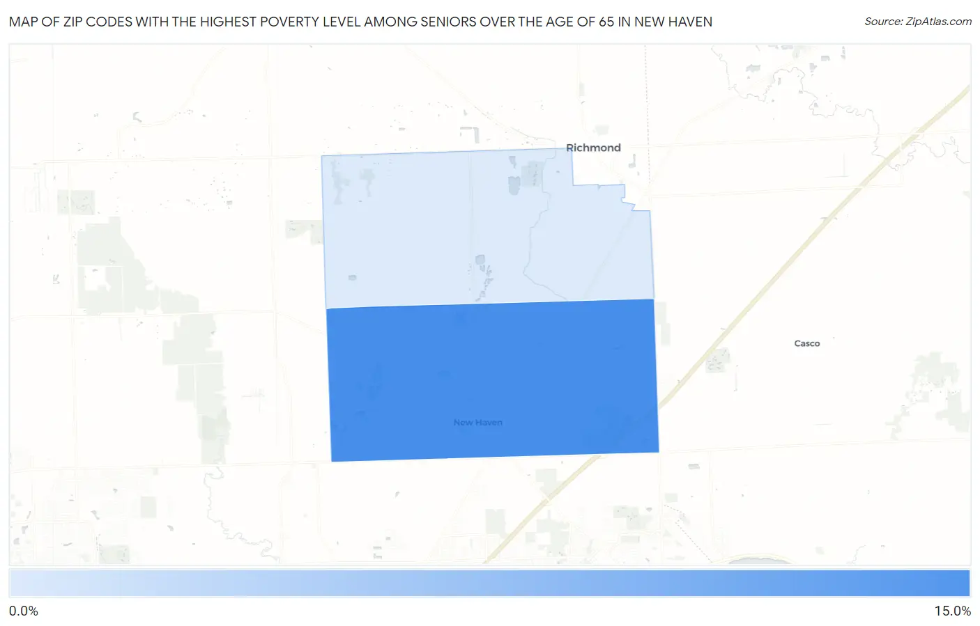 Zip Codes with the Highest Poverty Level Among Seniors Over the Age of 65 in New Haven Map
