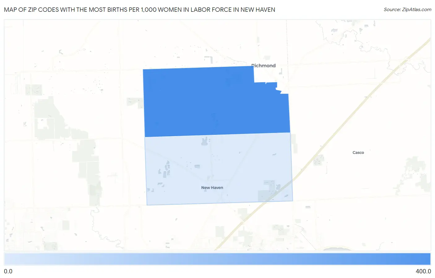 Zip Codes with the Most Births per 1,000 Women in Labor Force in New Haven Map