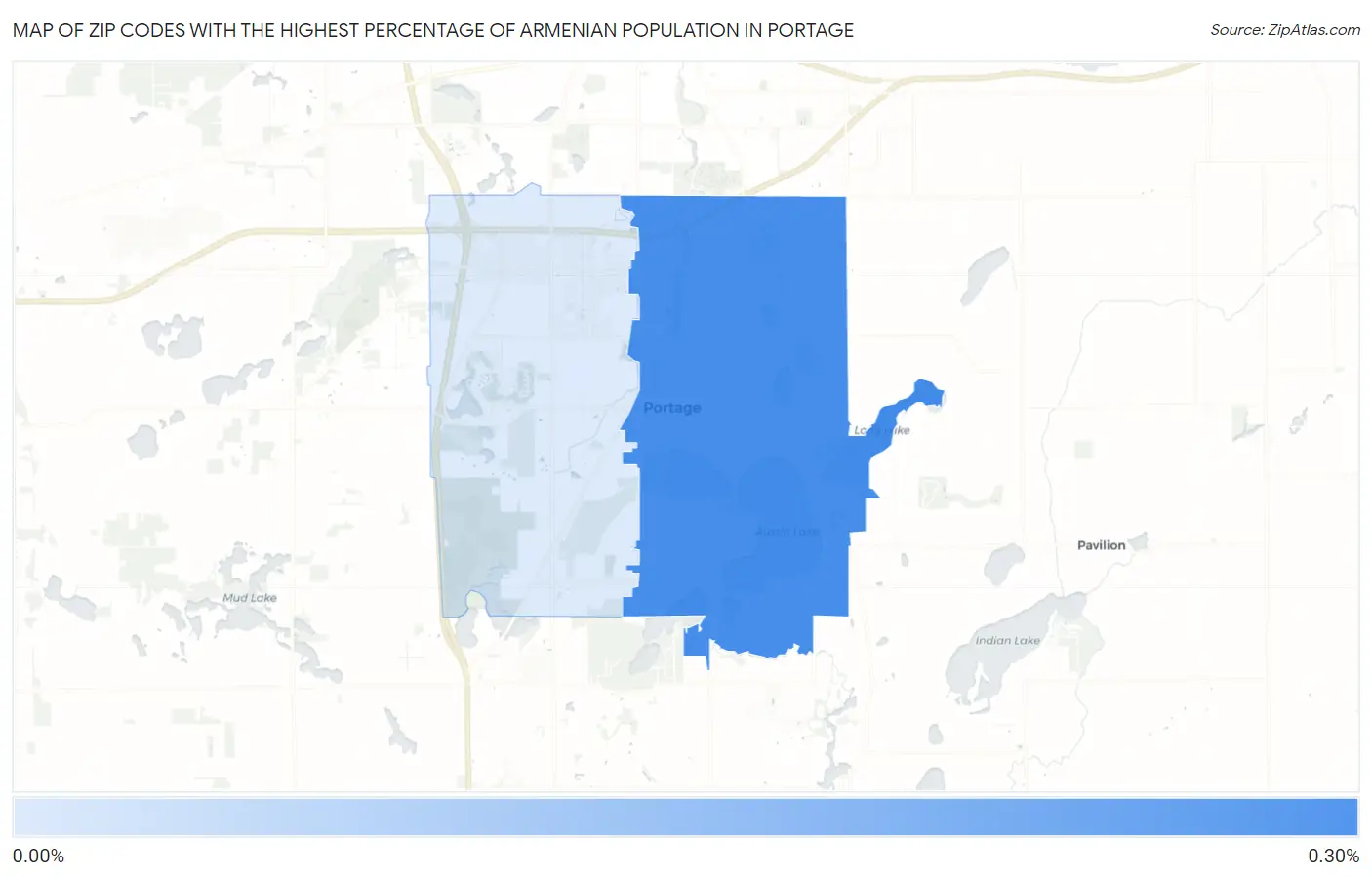 Zip Codes with the Highest Percentage of Armenian Population in Portage Map