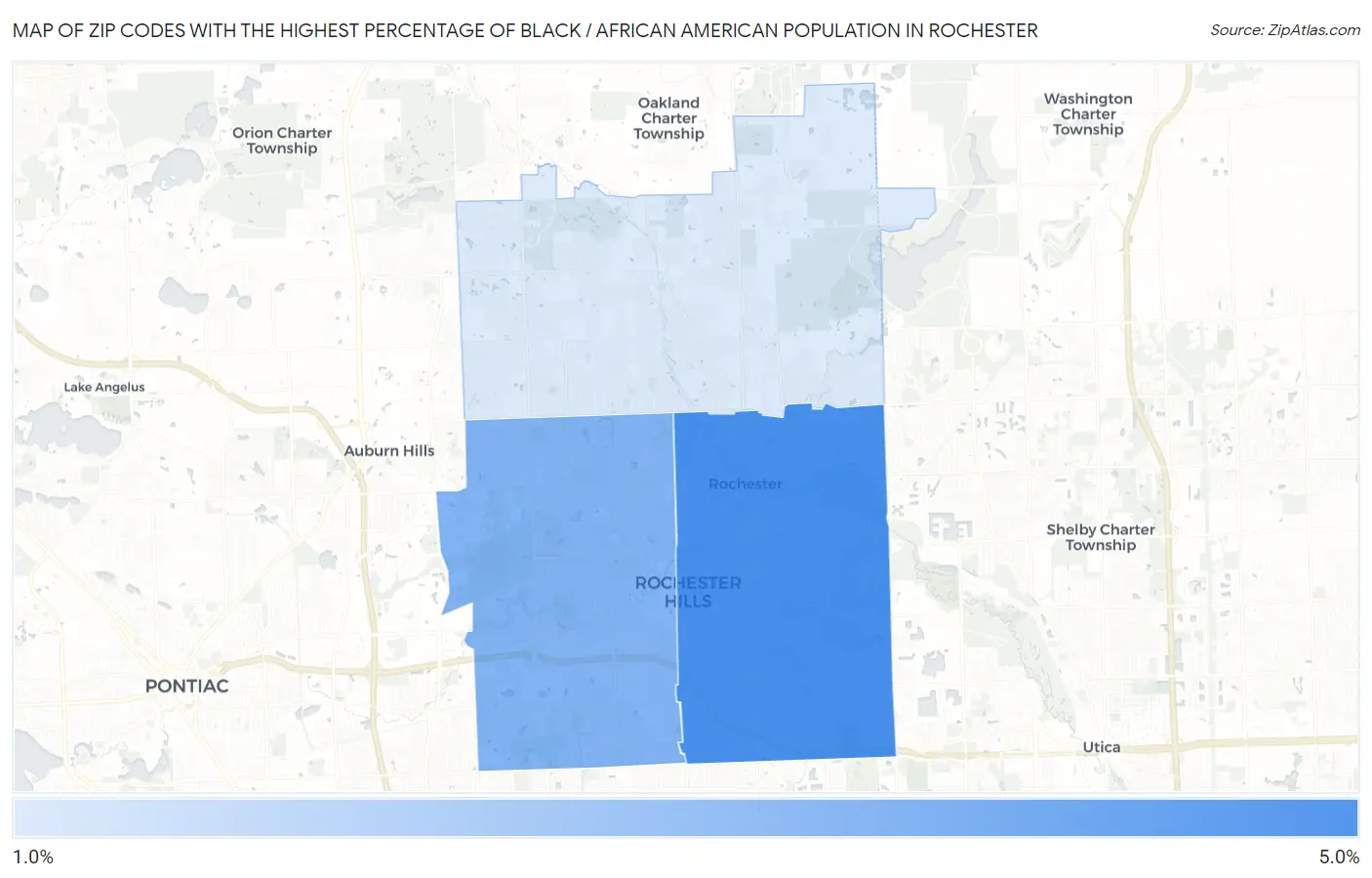 Zip Codes with the Highest Percentage of Black / African American Population in Rochester Map