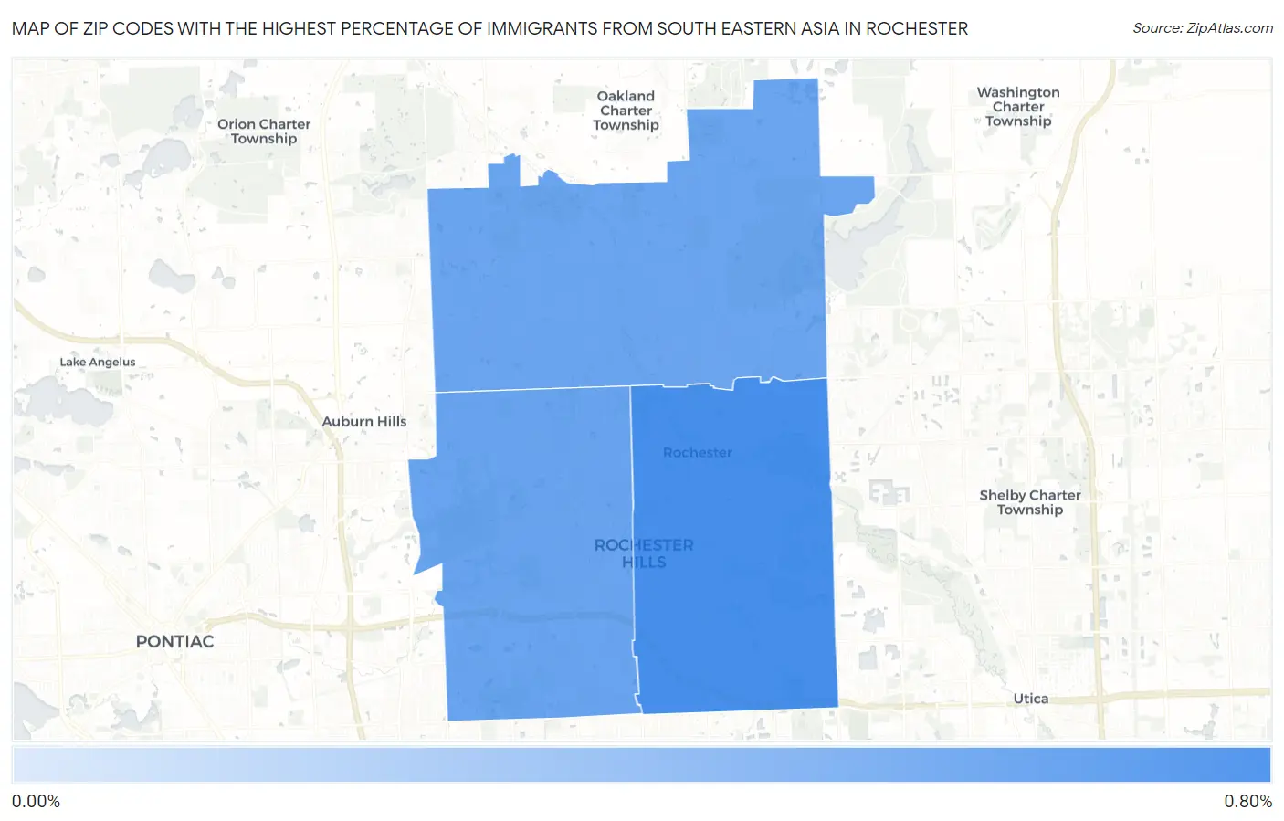Zip Codes with the Highest Percentage of Immigrants from South Eastern Asia in Rochester Map