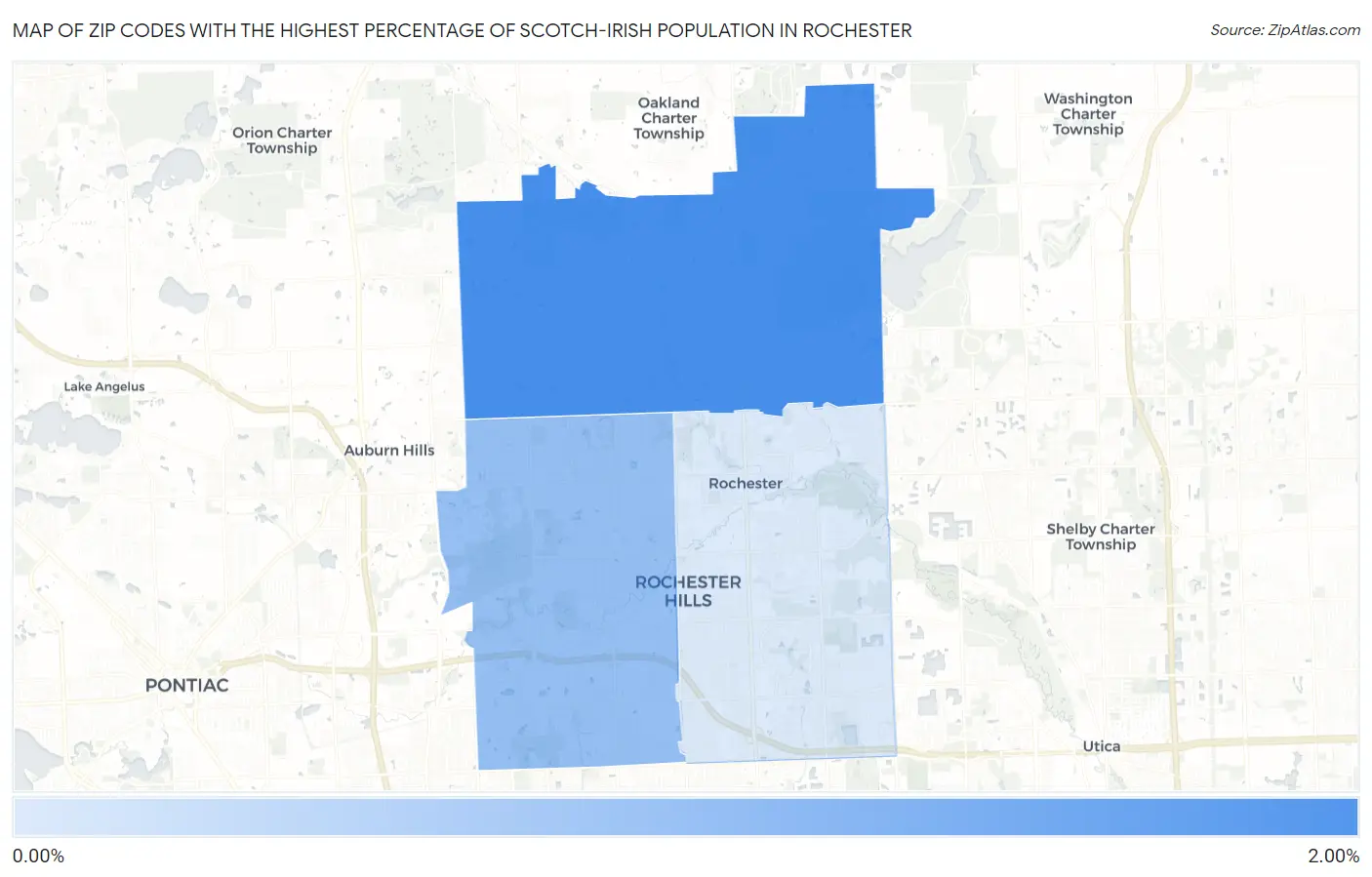 Zip Codes with the Highest Percentage of Scotch-Irish Population in Rochester Map