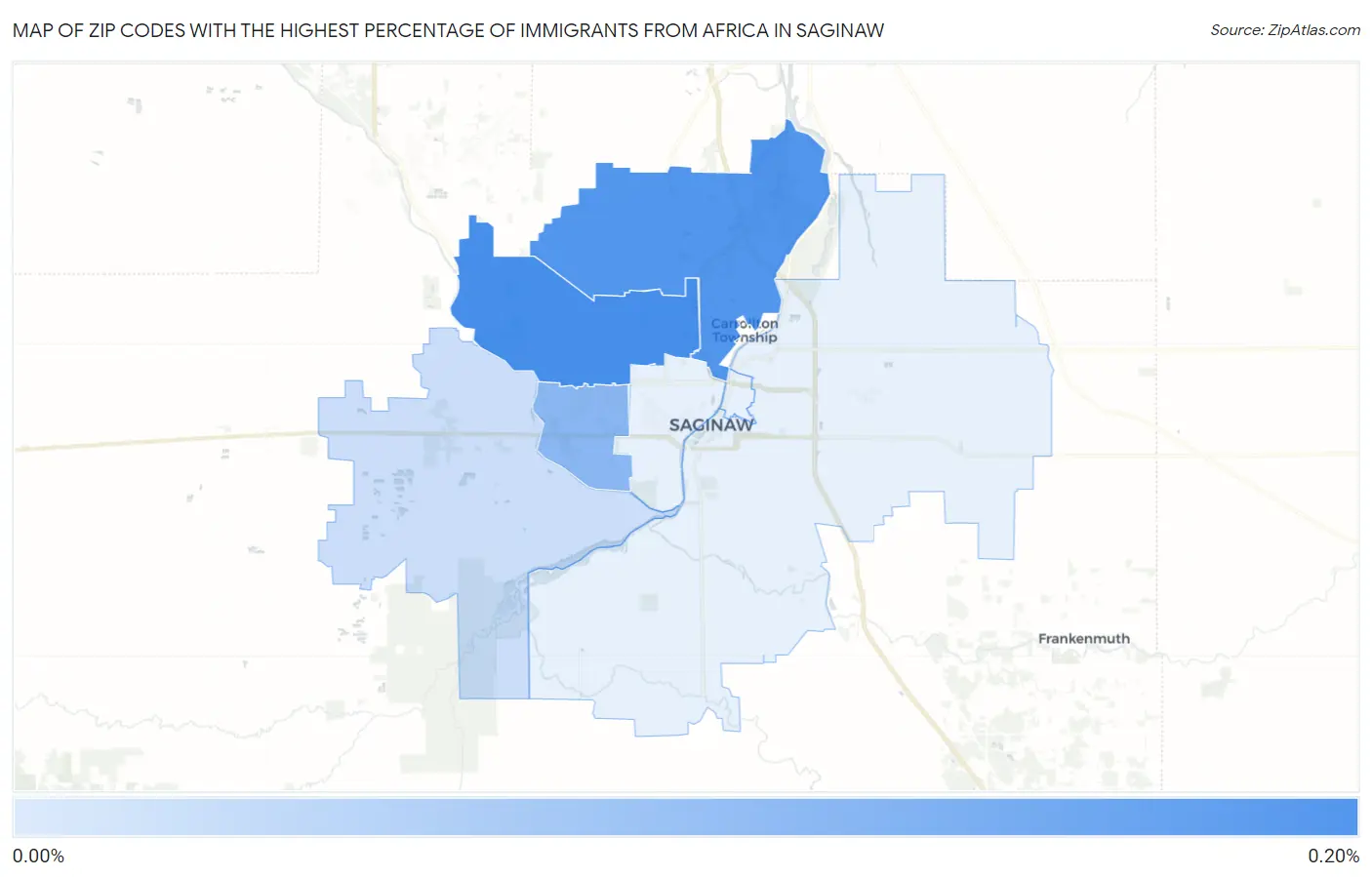 Zip Codes with the Highest Percentage of Immigrants from Africa in Saginaw Map