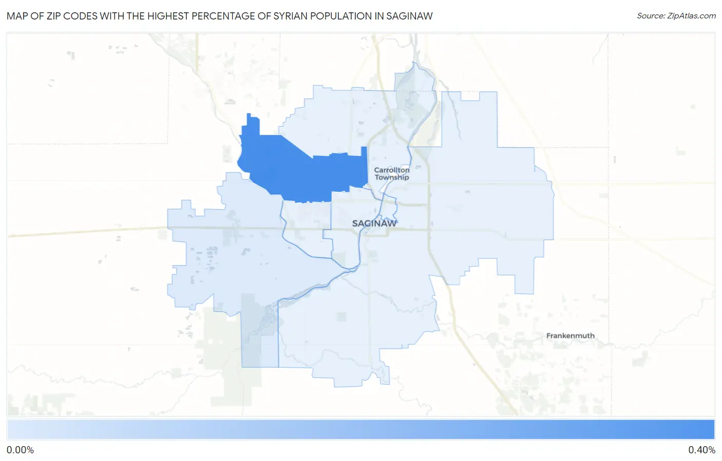 Zip Codes with the Highest Percentage of Syrian Population in Saginaw Map