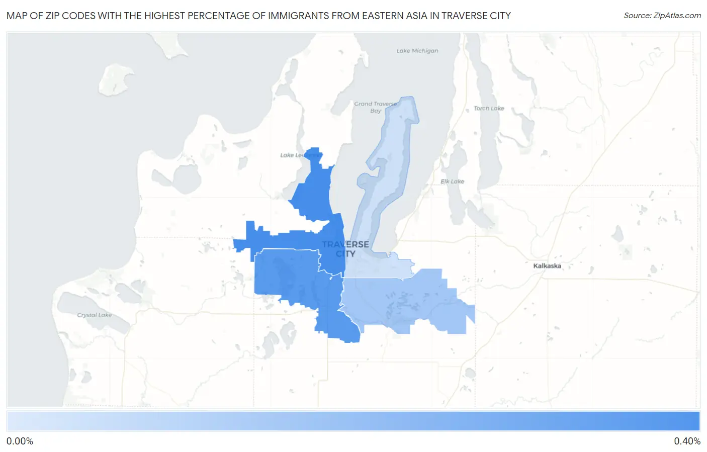 Zip Codes with the Highest Percentage of Immigrants from Eastern Asia in Traverse City Map