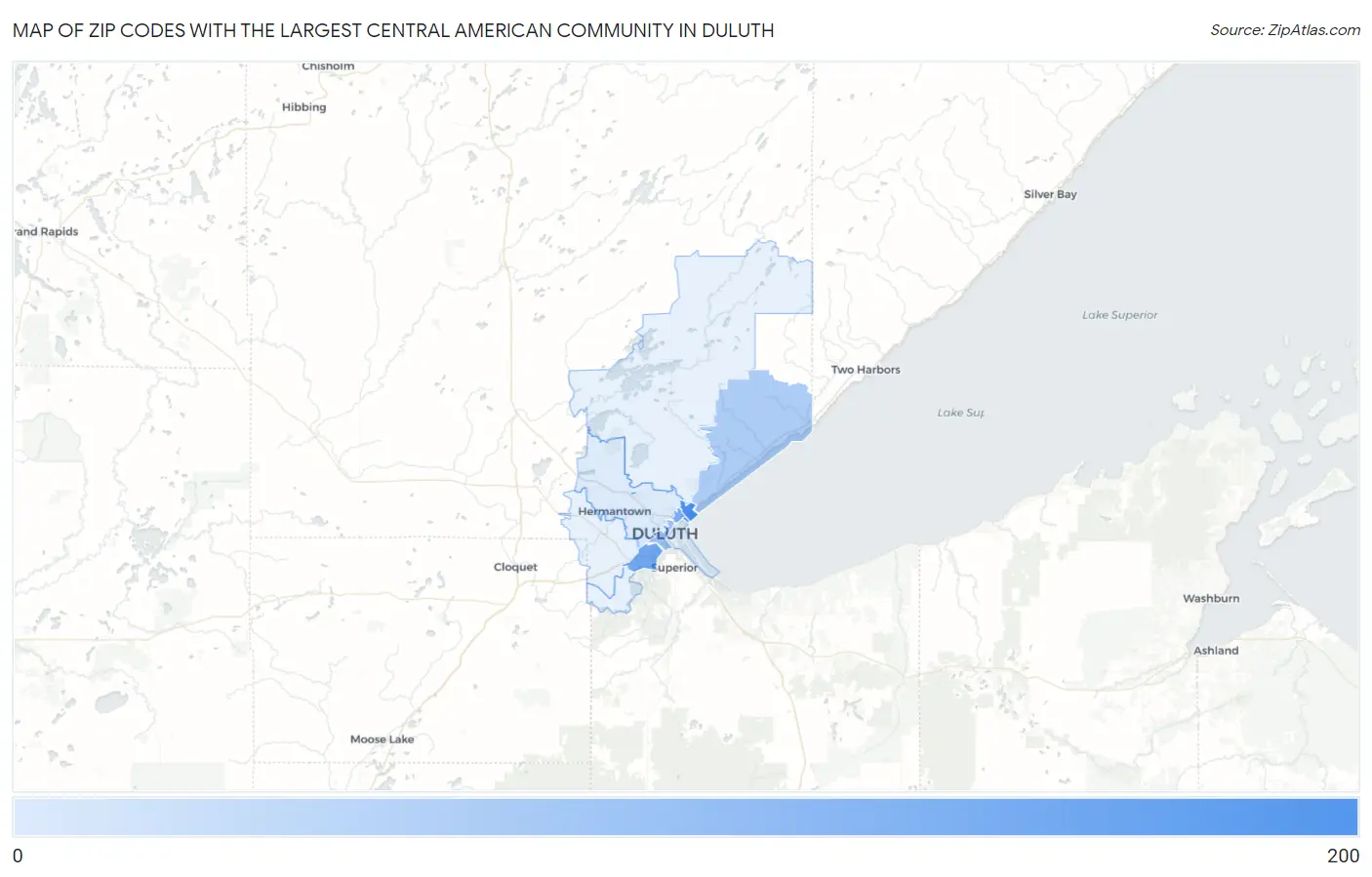 Zip Codes with the Largest Central American Community in Duluth Map