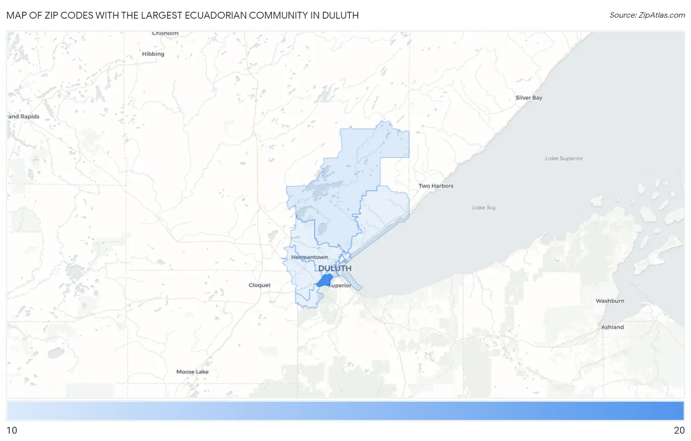 Zip Codes with the Largest Ecuadorian Community in Duluth Map