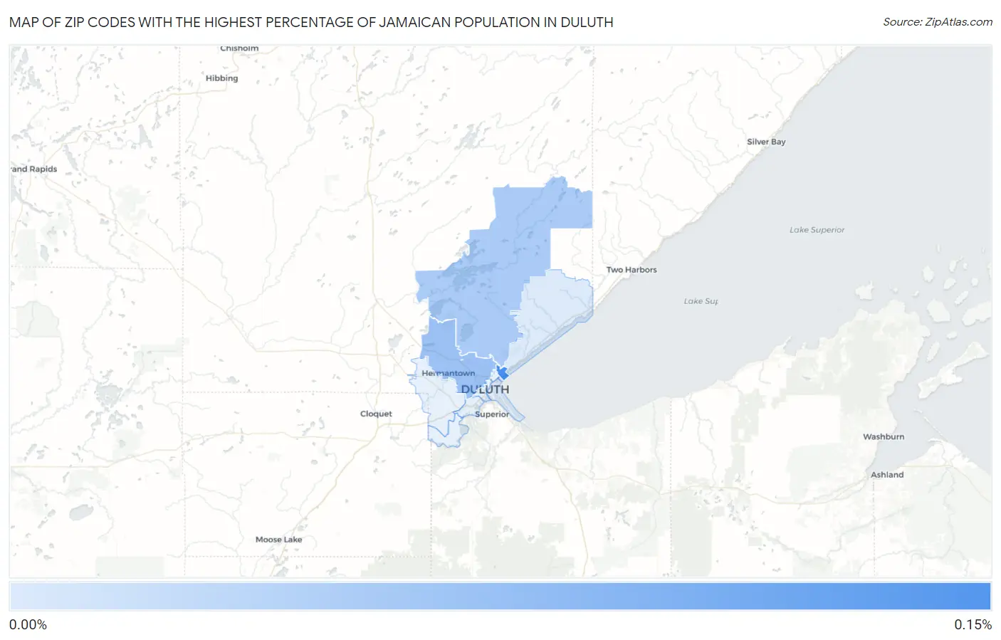 Zip Codes with the Highest Percentage of Jamaican Population in Duluth Map