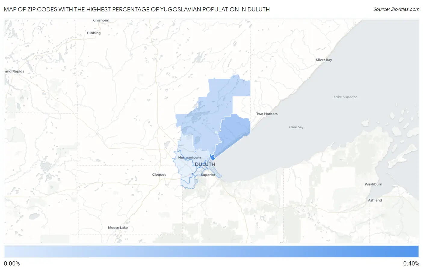 Zip Codes with the Highest Percentage of Yugoslavian Population in Duluth Map