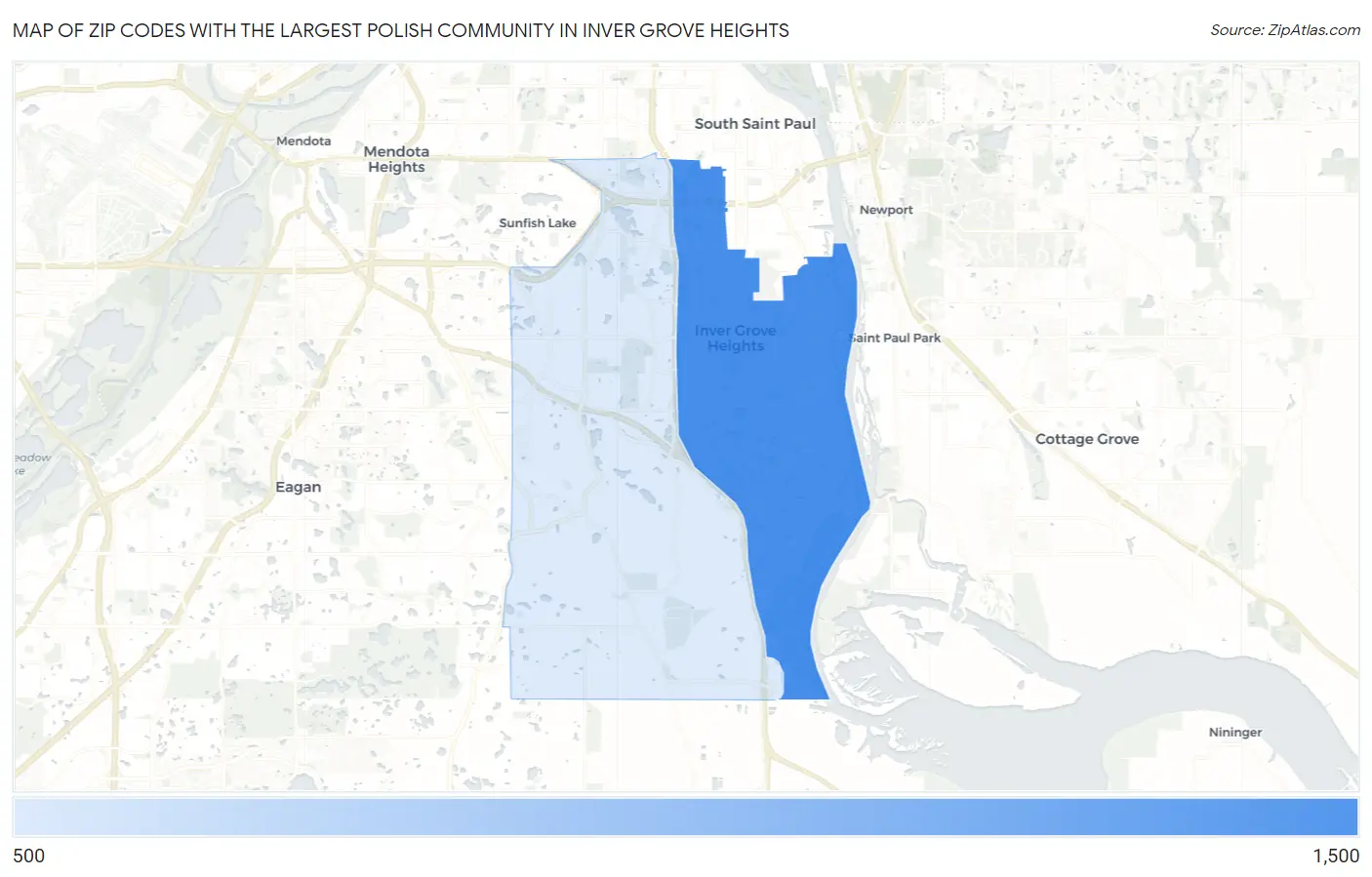 Zip Codes with the Largest Polish Community in Inver Grove Heights Map
