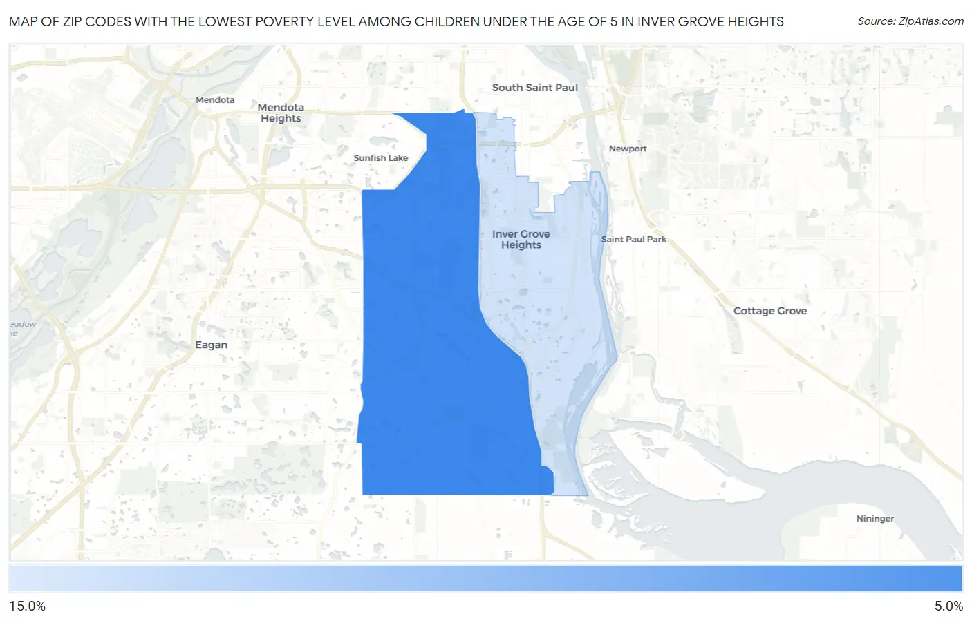 Zip Codes with the Lowest Poverty Level Among Children Under the Age of 5 in Inver Grove Heights Map