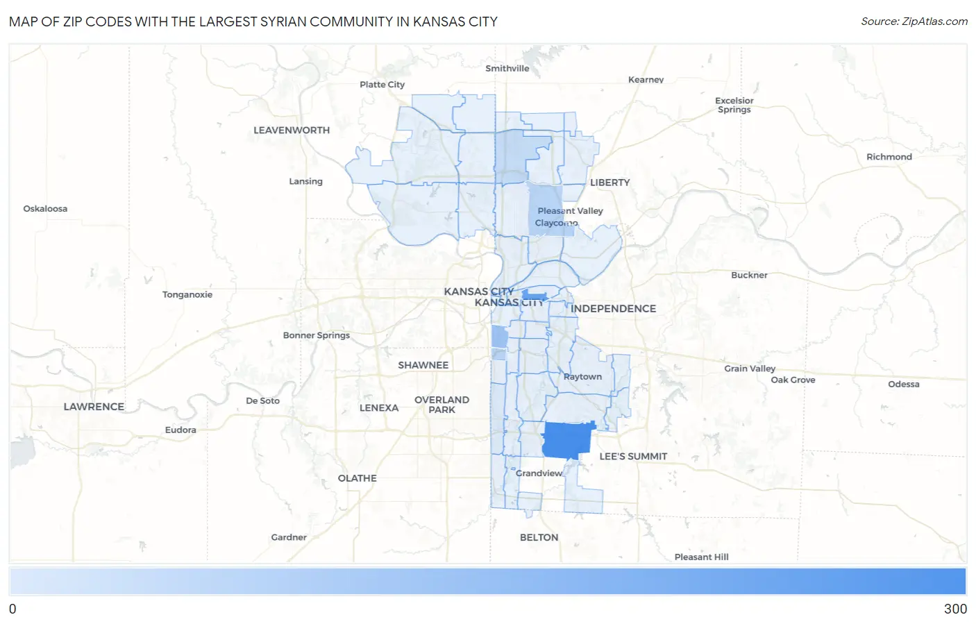 Zip Codes with the Largest Syrian Community in Kansas City Map