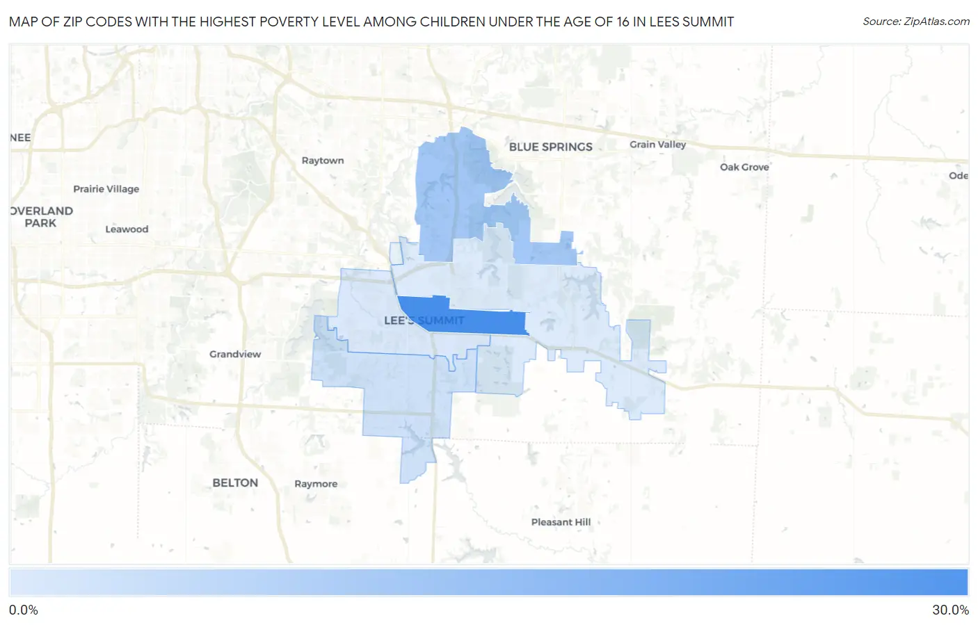 Zip Codes with the Highest Poverty Level Among Children Under the Age of 16 in Lees Summit Map
