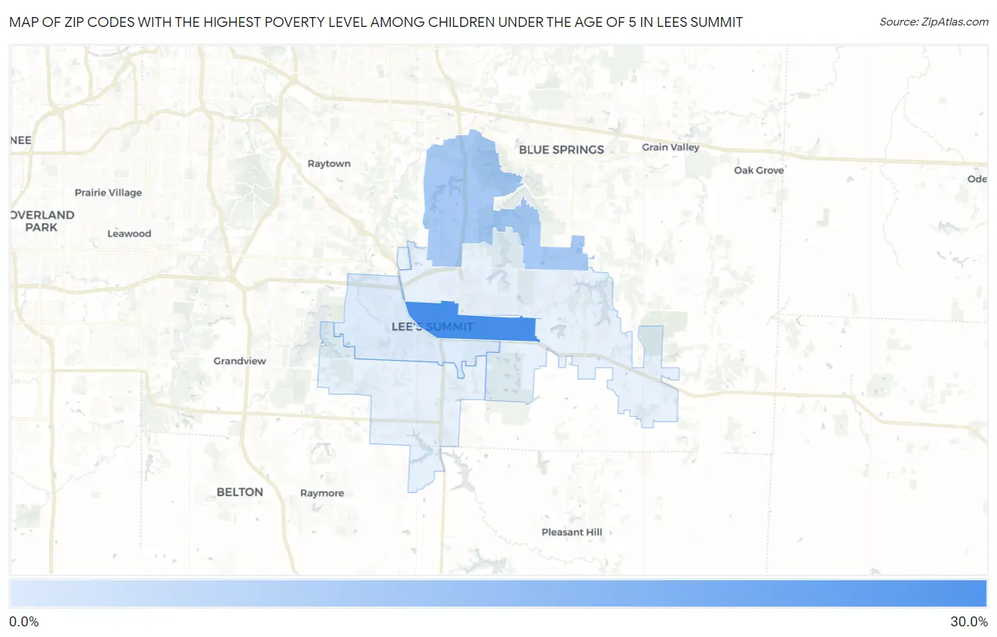 Zip Codes with the Highest Poverty Level Among Children Under the Age of 5 in Lees Summit Map