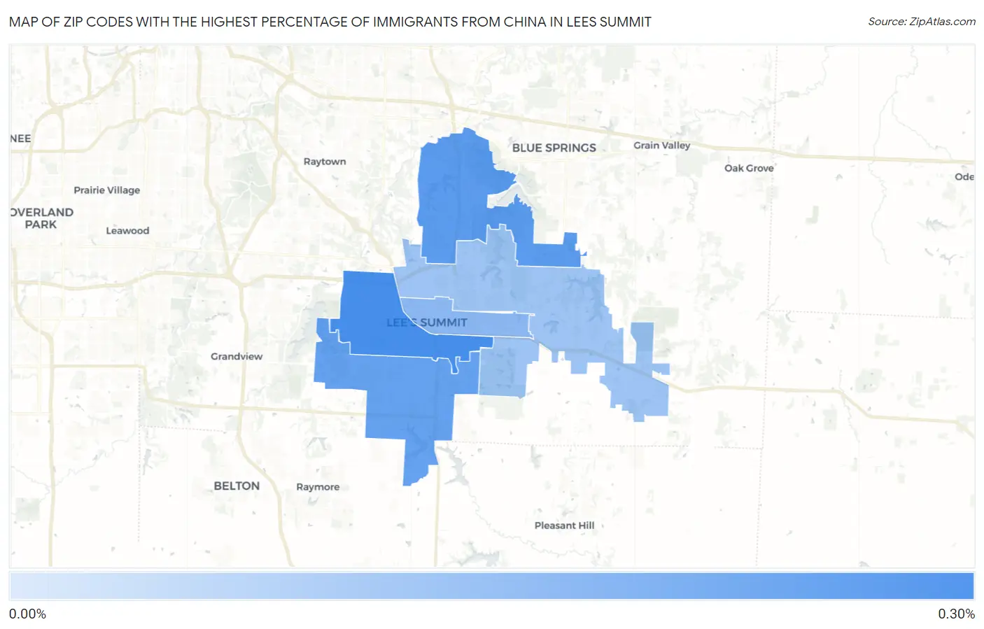 Zip Codes with the Highest Percentage of Immigrants from China in Lees Summit Map