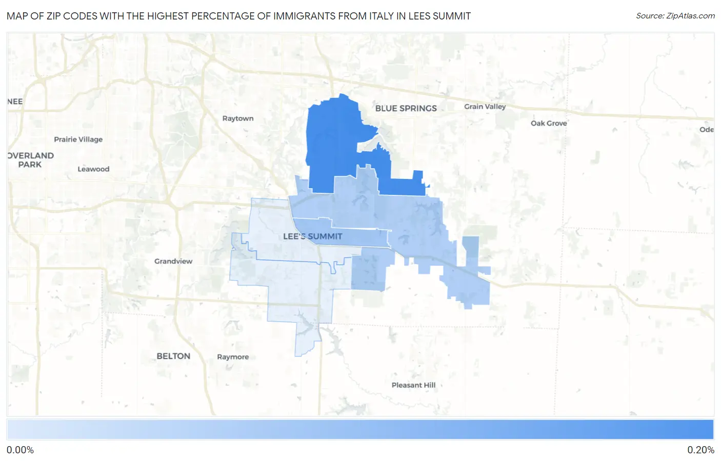 Zip Codes with the Highest Percentage of Immigrants from Italy in Lees Summit Map