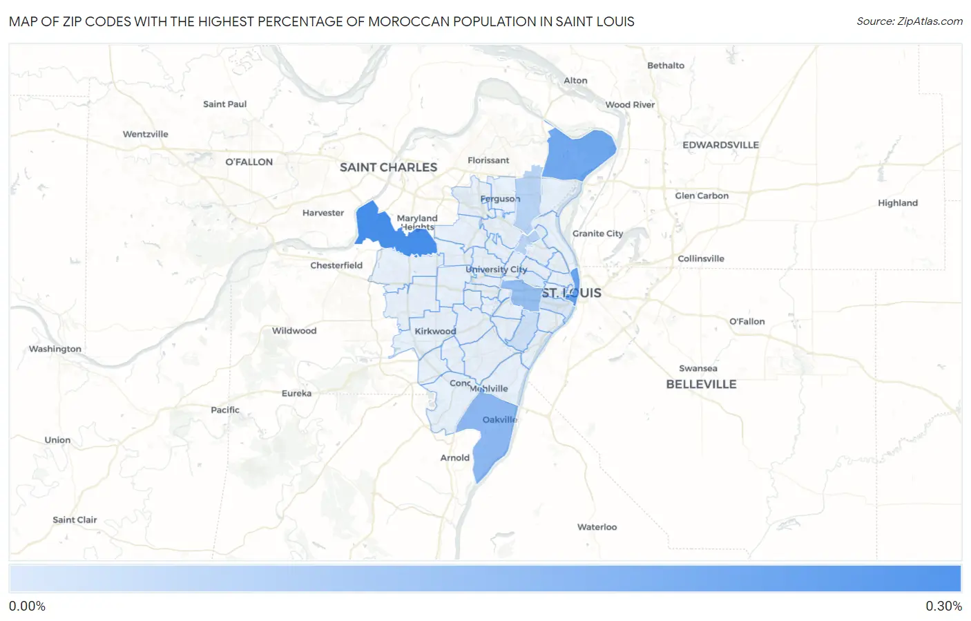 Zip Codes with the Highest Percentage of Moroccan Population in Saint Louis Map
