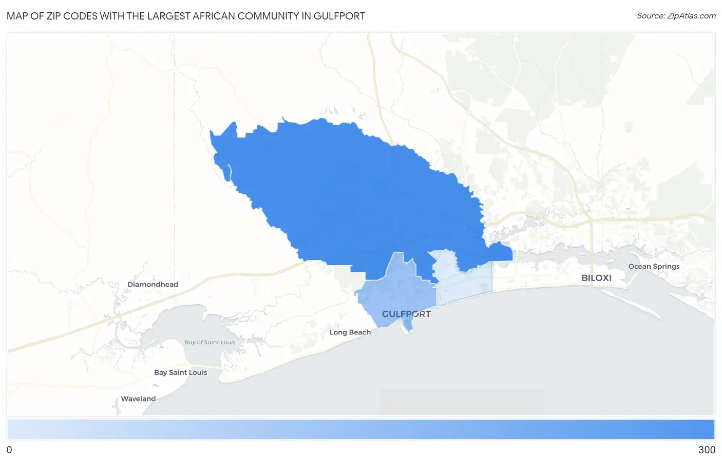 Zip Codes with the Largest African Community in Gulfport Map