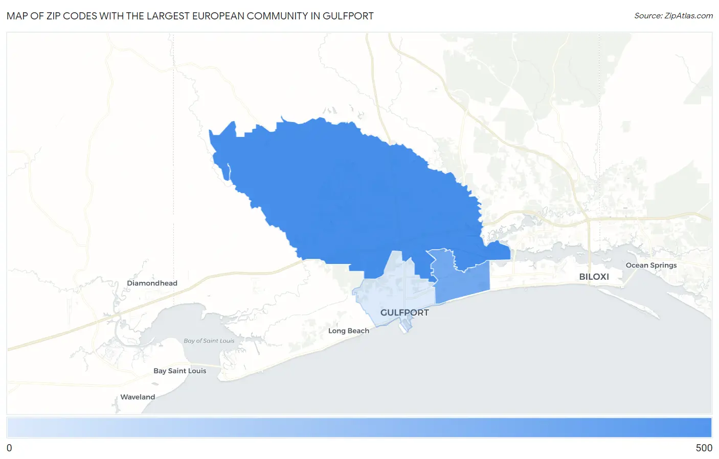 Zip Codes with the Largest European Community in Gulfport Map