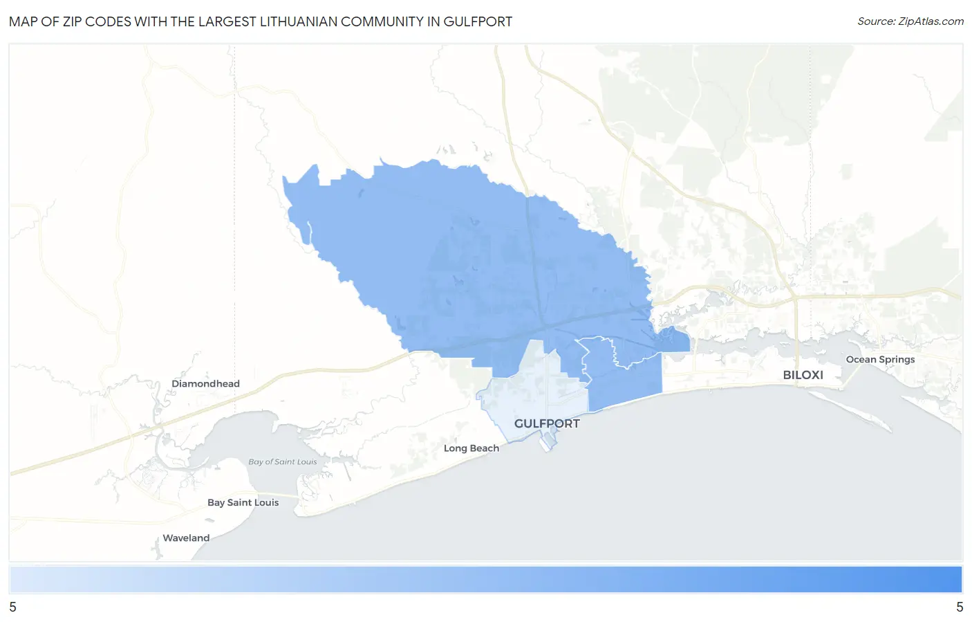 Zip Codes with the Largest Lithuanian Community in Gulfport Map