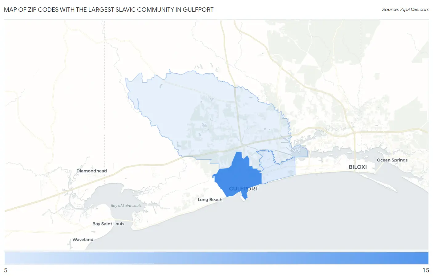 Zip Codes with the Largest Slavic Community in Gulfport Map