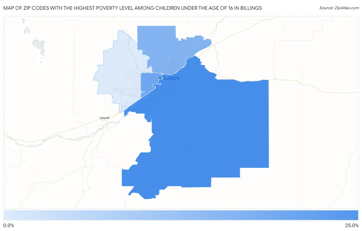 Zip Codes with the Highest Poverty Level Among Children Under the Age of 16 in Billings Map