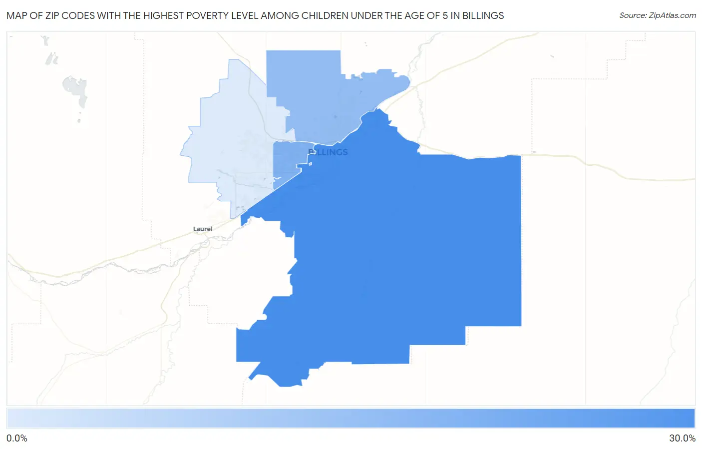 Zip Codes with the Highest Poverty Level Among Children Under the Age of 5 in Billings Map
