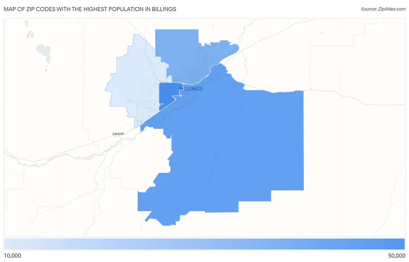 Zip Codes with the Highest Population in Billings Map