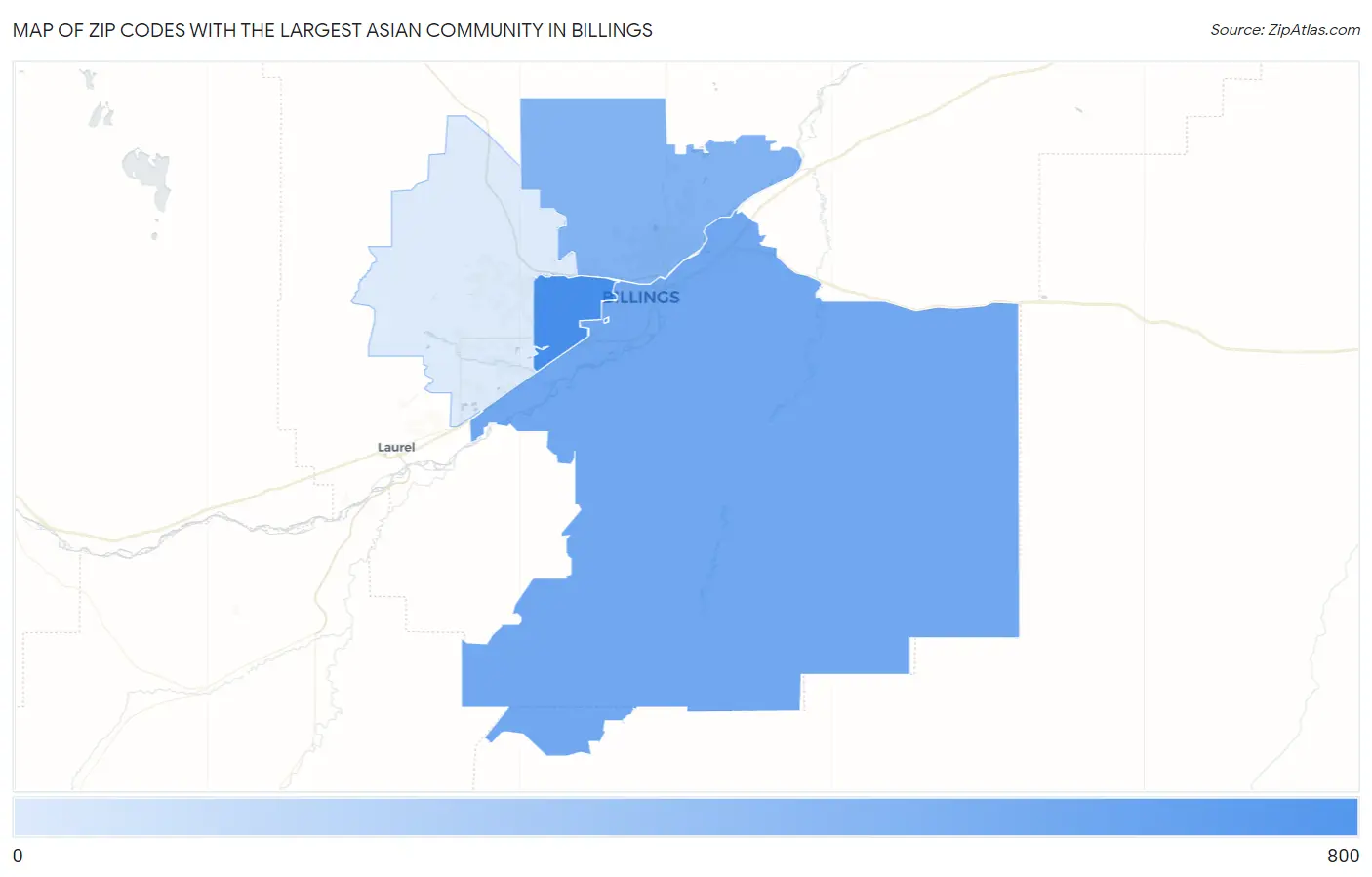 Zip Codes with the Largest Asian Community in Billings Map