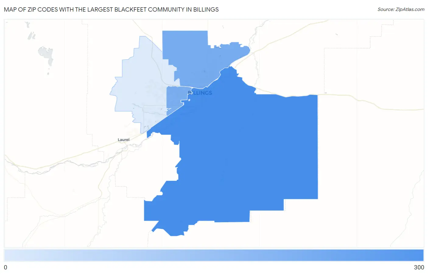 Zip Codes with the Largest Blackfeet Community in Billings Map
