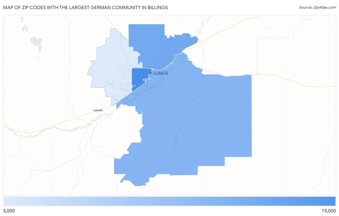 Zip Codes with the Largest German Community in Billings Map