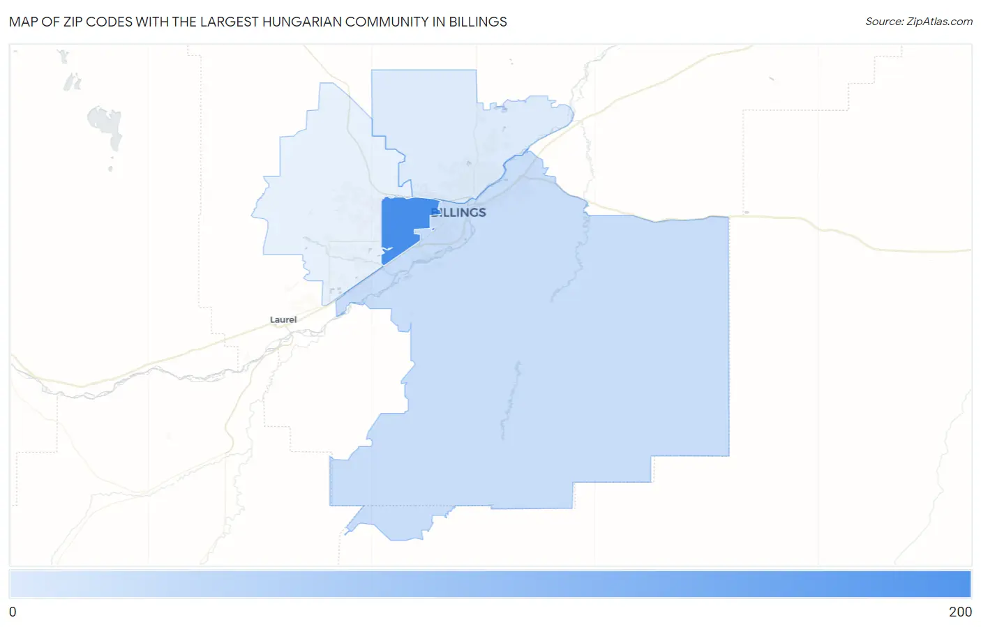 Zip Codes with the Largest Hungarian Community in Billings Map