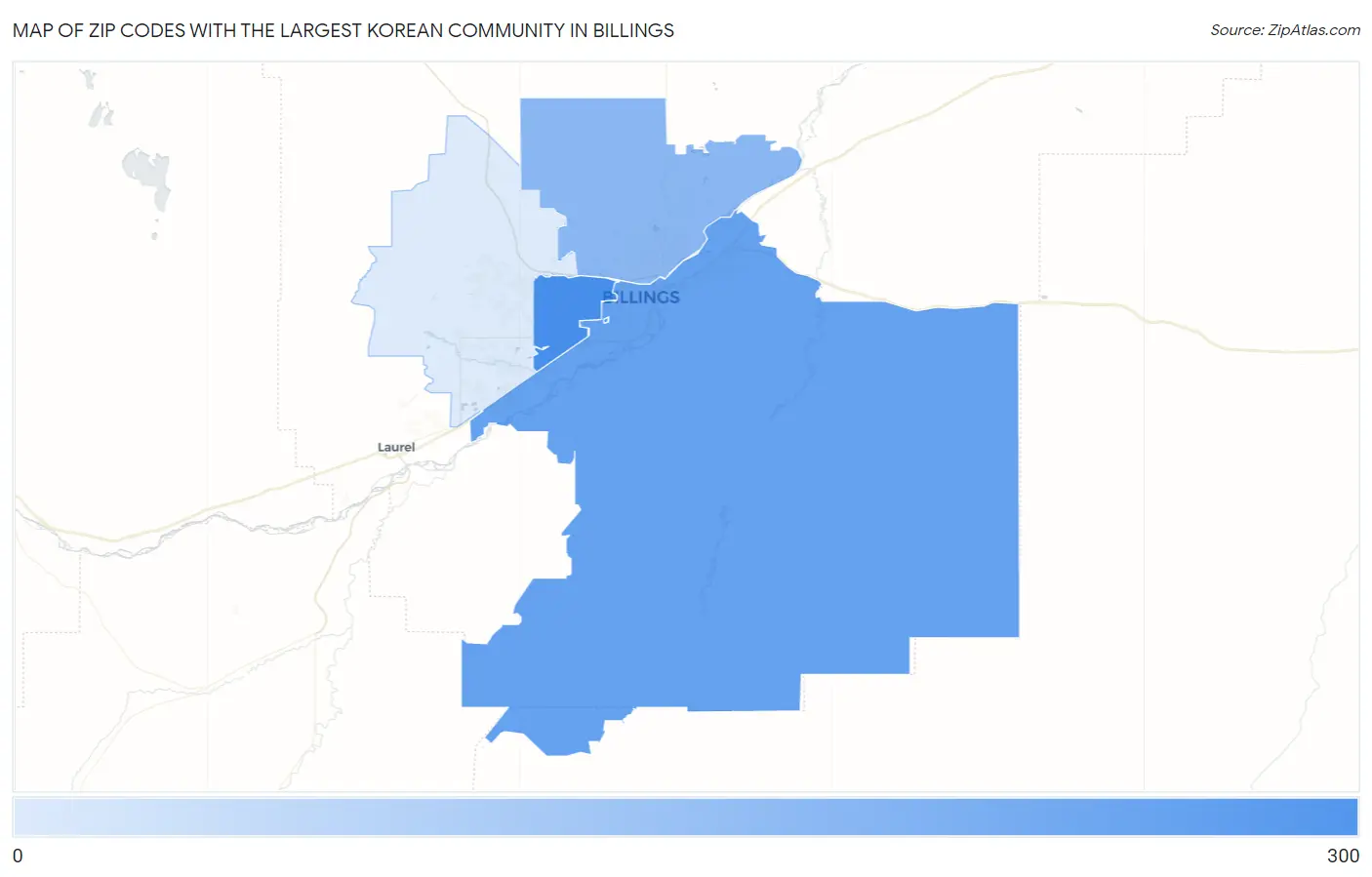 Zip Codes with the Largest Korean Community in Billings Map