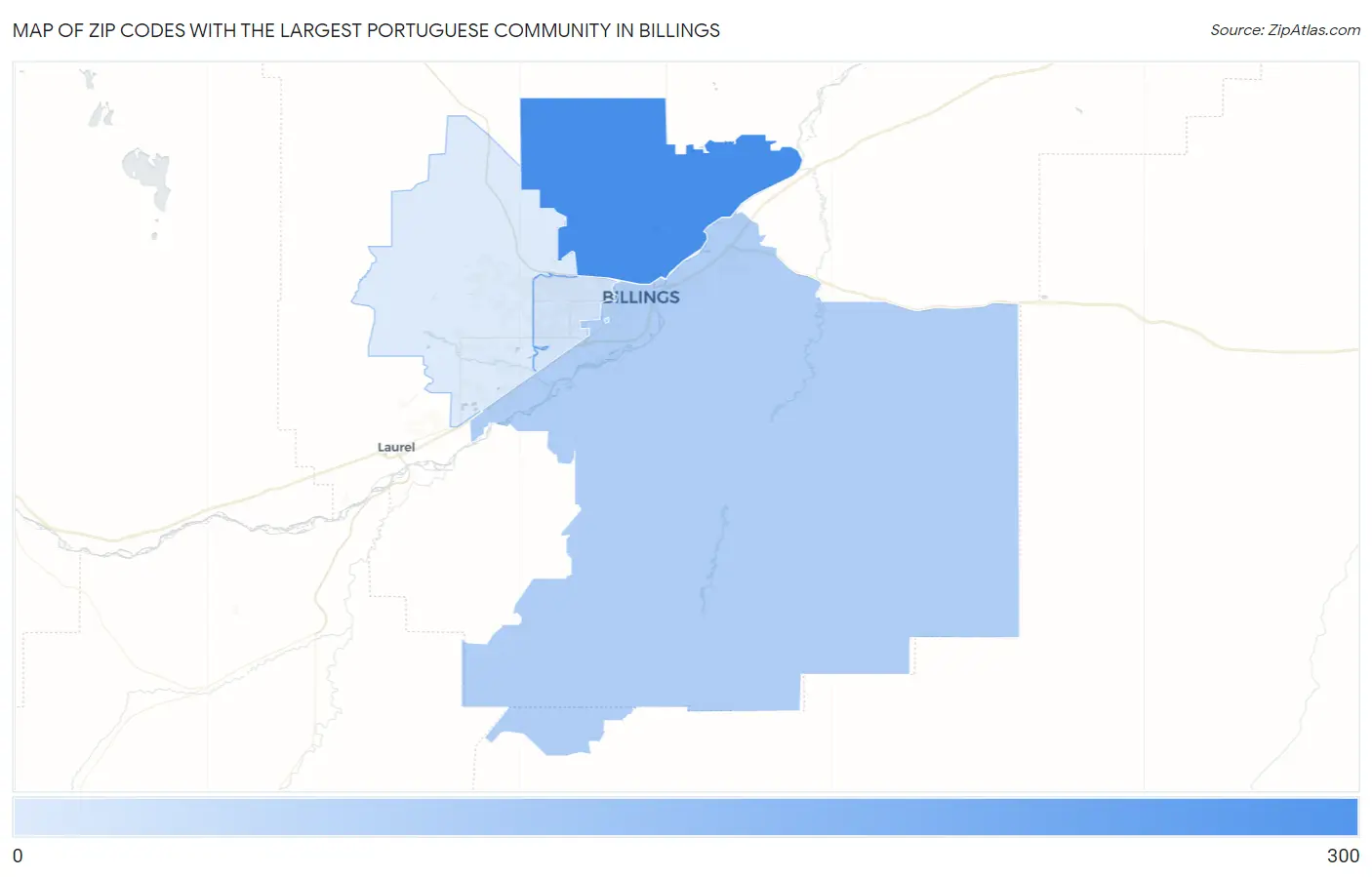 Zip Codes with the Largest Portuguese Community in Billings Map