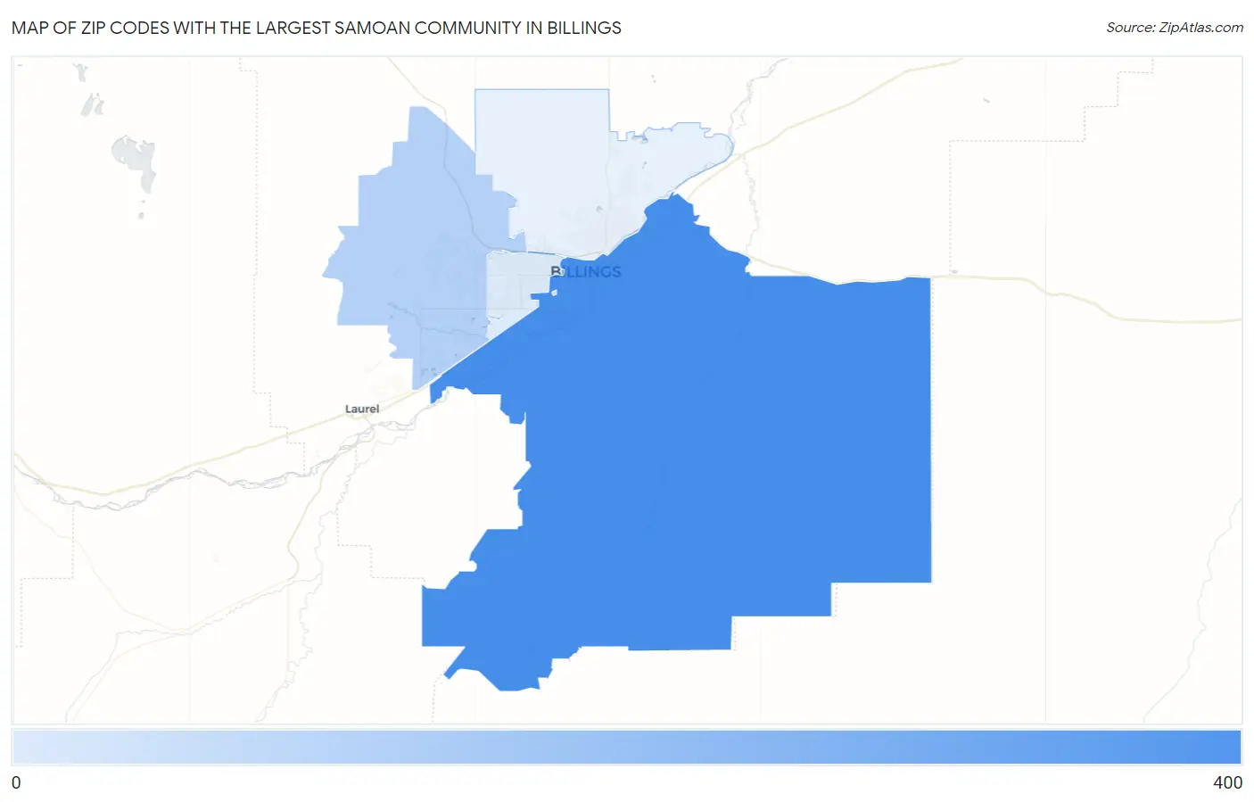Zip Codes with the Largest Samoan Community in Billings Map