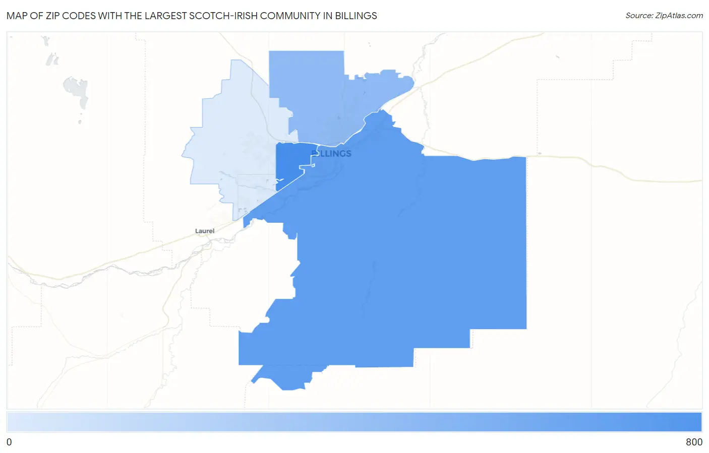 Zip Codes with the Largest Scotch-Irish Community in Billings Map