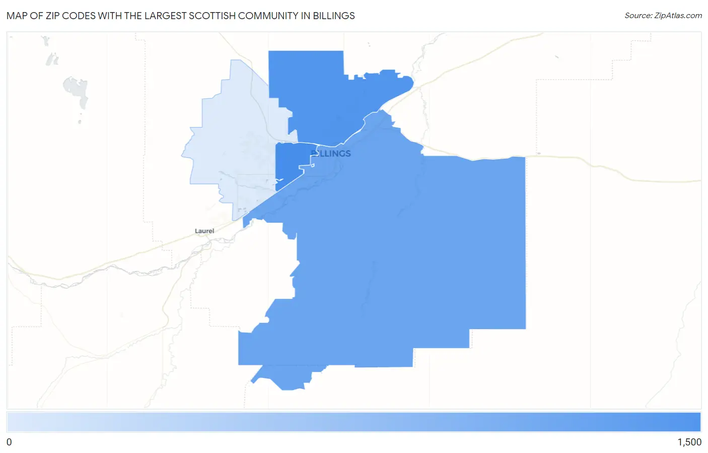 Zip Codes with the Largest Scottish Community in Billings Map