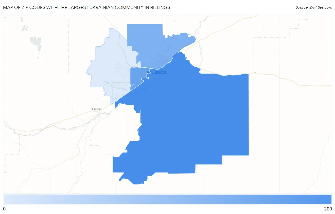 Zip Codes with the Largest Ukrainian Community in Billings Map
