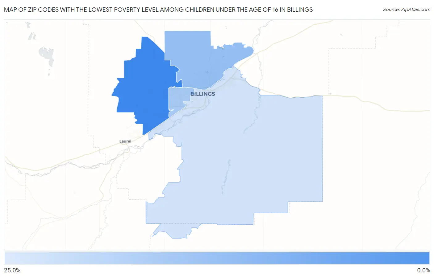 Zip Codes with the Lowest Poverty Level Among Children Under the Age of 16 in Billings Map