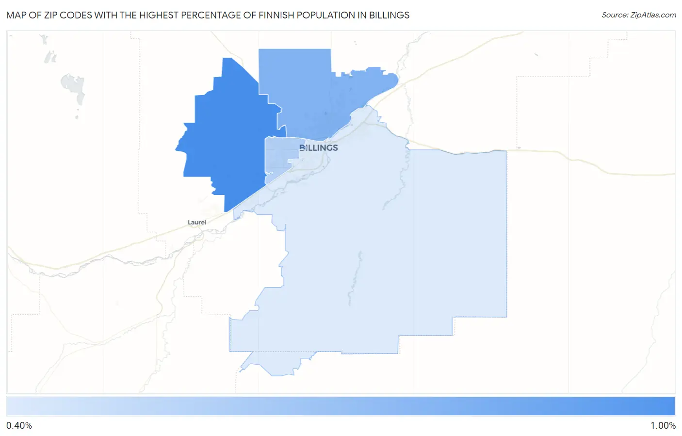 Zip Codes with the Highest Percentage of Finnish Population in Billings Map