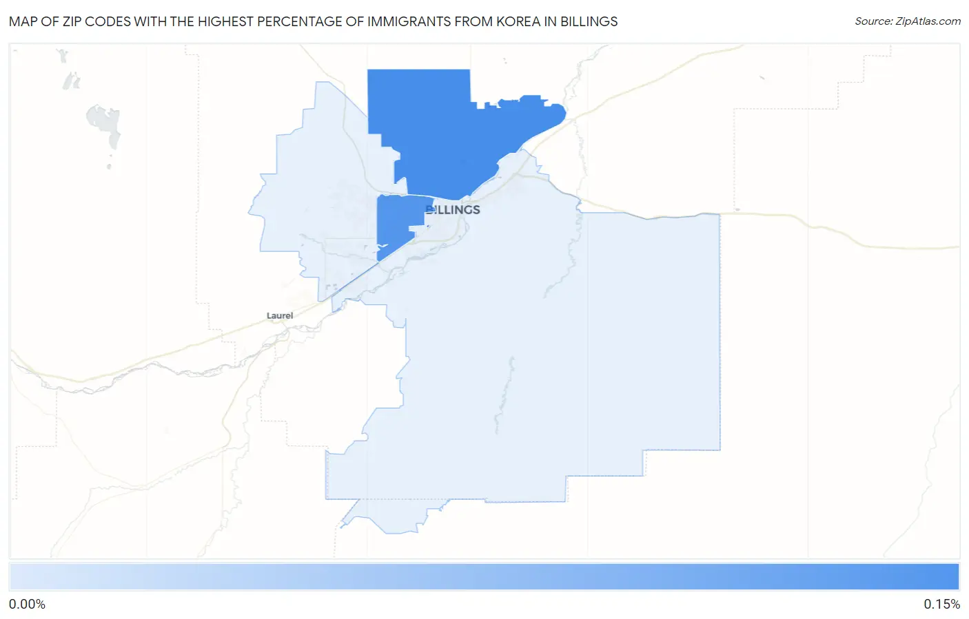 Zip Codes with the Highest Percentage of Immigrants from Korea in Billings Map