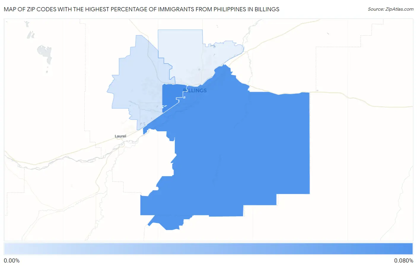 Zip Codes with the Highest Percentage of Immigrants from Philippines in Billings Map